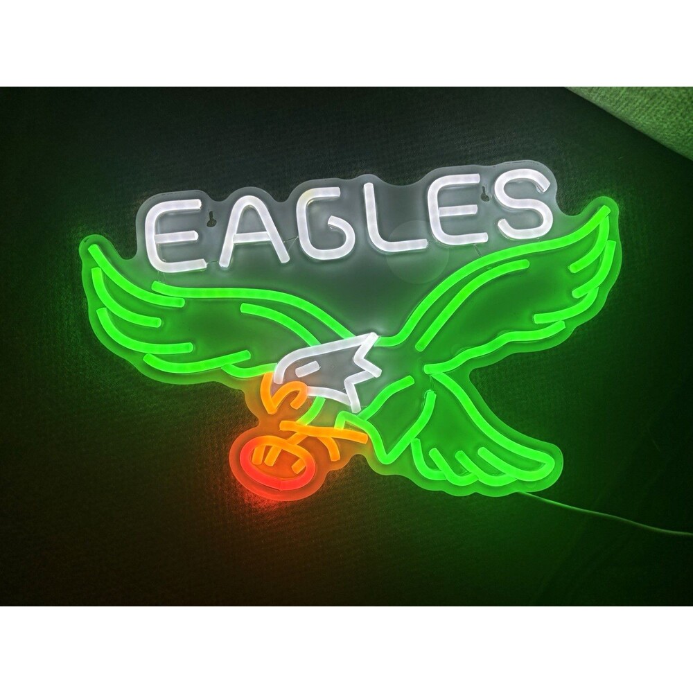 Eagles Team Logo LED Neon Sign Wall Light, Green White Orange, USB 5V